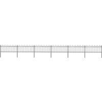 vidaXL Black Garden Fence with Hoop Top – Heavy-Duty Powder-Coated Steel Exterior Decor – 10.2x0.8 m Fence Solution – Includes Fence Panels and Posts – Easy to Mount with Included Materials