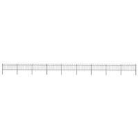 vidaXL Garden Fence With Hoop Top Steel 15.3X0.8 M Black