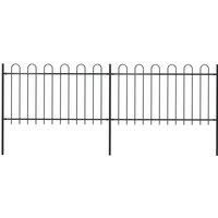 vidaXL Garden Fence Hoop 3.4x1m Outdoor Panels Barrier Border Decorative Landscape Privacy Edges Black Steel Rust-Resistant Metal
