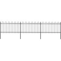 vidaXL Garden Fence Hoop 5.1x1m Outdoor Panels Barrier Border Decorative Landscape Privacy Edges Black Steel Rust-Resistant Metal