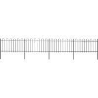 vidaXL Garden Fence Hoop 6.8x1m Outdoor Panels Barrier Border Decorative Landscape Privacy Edges Black Steel Rust-Resistant Metal