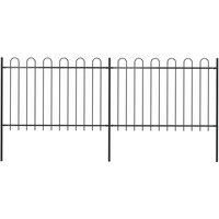 vidaXL Garden Fence Hoop 3.4x1.2m Outdoor Panel Barrier Border Decorative Landscape Privacy Edges Black Steel Rust-Resistant Metal