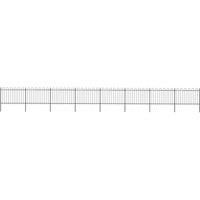 vidaXL Garden Fence with Hoop Top Steel 13.6x1.2 m Black