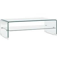 vidaXL Coffee Table, Tempered Safety Glass Top with Integrated Shelf, Minimalist Design, Clear Colour – Perfect for Living Room, Bedroom, Office.
