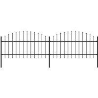 vidaXL Garden Fence Spear (1-1.25) x3.4m Outdoor Barrier Border Decorative Landscape Privacy Edges Black Steel Rust-Resistant Metal