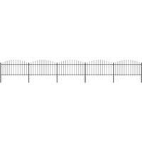 vidaXL Garden Fence Spear (1.25-1.5) x8.5m Outdoor Barrier Border Decorative Landscape Privacy Edges Black Steel Rust-Resistant Metal