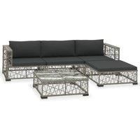 5 Piece Garden Lounge Set with Cushions Poly Rattan Grey Outdoor Sofa vidaXL