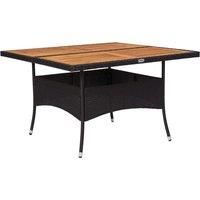 Solid Acacia Wood Outdoor Garden Dining Table Poly Rattan Multi Colours vidaXL