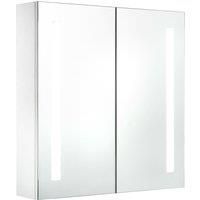 vidaXL LED Illuminated Bathroom Mirror Cabinet with Storage Shelves - MDF Board - Wall Mounted - White and Silver Finish - 60x14x62cm