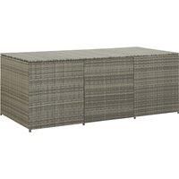 vidaXL Garden Storage Box Water Resistant Home Furniture Outdoor Bistro Backyard Patio Deck Cushion Storage Boxes Bench Poly Rattan Grey
