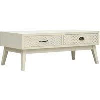 vidaXL Coffee Table with 2 Drawers Carving Grey 110x50x40 cm Wood
