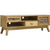 TV Cabinet Carving Brown Wood Entertainment Centre Stand HiFi Low Board vidaXL