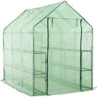 vidaXL Walk-in Greenhouse w/ 12 Shelves Steel 143x214x196 cm
