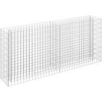 vidaXL Galvanised Steel Gabion Raised Bed - Durable and Rustproof Flower or Plant Bed for Garden/Patio, Stable & Stylish Silver Rectangular Design.