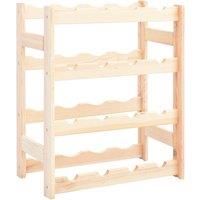 vidaXL Solid Pinewood Wine Rack- 16 Bottle Capacity, Rustic Design, Beige, Comes with Mounting Materials, For Dining Room or Kitchen