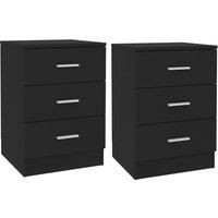 vidaXL Bedside Cabinets 2 pcs Black 38x35x56 cm Engineered Wood