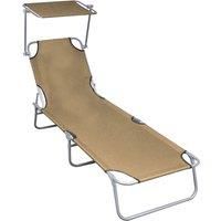 Folding Sun Lounger with Canopy Park Camping Bed Chair Daybed Sunbed vidaXL