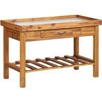 Vidaxl Garden Work Bench With Zinc Top Solid Acacia Wood