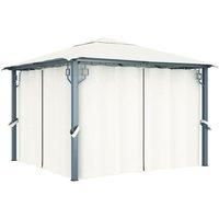 vidaXL - Pavillons & Partyzelte - Besondere Produkte - Pavillon mit Vorhängen 300 x 300 cm Creme Aluminium