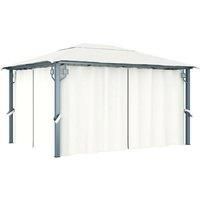 Gazebo with Curtain 400 x 300 cm Cream Aluminium