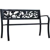 vidaXL - Black Steel Garden Bench with Vintage Style and Rose-Patterned Plastic Backrest – Weather Resistant Outdoor Seating (125 x 53 x 77 cm)