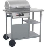 vidaXL Gas Barbecue with 3-Layer Shelf Black and Silver