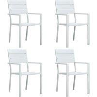 1/2/4x Garden Chairs HDPE Wood Outdoor Patio Dining Seating White/Black vidaXL