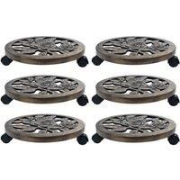 6x Plant Trolleys Plastic Outdoor Planter Stands Bronze/Green 30cm/38cm vidaXL