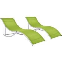 vidaXL Folding Sun Loungers 2 pcs Green Textilene