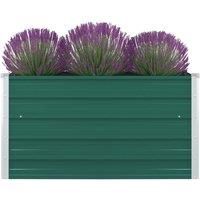 vidaXL Raised Garden Bed Metal Square Outdoor Planter Pot Flower Vegetables Boxes Container 100x100x45cm Galvanised Steel Green