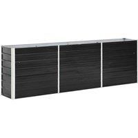 Raised Garden Bed Galvanised Steel Anthracite Outdoor Patio Planter Pot vidaXL