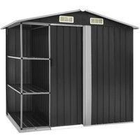 vidaXL Garden Shed with Rack Outdoor Patio Backyard Courtyard Porch Storage House Tool Lawn Care Equipment Building Anthracite 205x130x183cm Iron