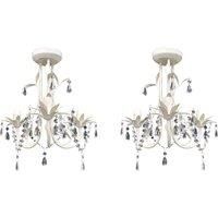 1/2/4x Crystal Pendant Ceiling Lamp Chandeliers Elegant White Lamp vidaXL
