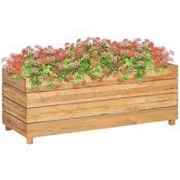 vidaXL Solid Wood Raised Bed - Teak and Steel, Sturdy Durable Planter with Steel Rack for Indoor/Outdoor Plant Display - 100x40x38 cm (LxWxH), Rectangular, Brown