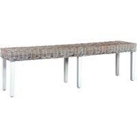 vidaXL Bench 160 cm White Natural Kubu Rattan and Solid Mango Wood
