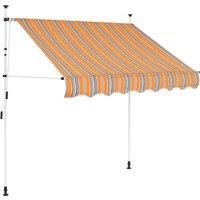 vidaXL Manual Retractable Awning Water and Dirt Repellent Terrace Balcony Garden Outdoor Folding Arm Cover Awning Canopy 100cm Yellow and Blue Stripes
