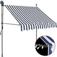 vidaXL Manual Retractable Awning with LED 100 cm Blue and White