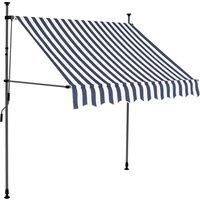 vidaXL Manual Retractable Awning with LED Water and Dirt Repellent Terrace Balcony Garden Outdoor Folding Arm Awning Canopy 200cm Blue and White