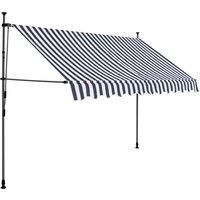 Vidaxl Manual Retractable Awning With LED 250 cm Blue And White