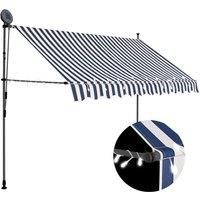 Vidaxl Manual Retractable Awning With LED 300 cm Blue And White