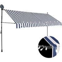 Vidaxl Manual Retractable Awning With LED 400 cm Blue And White