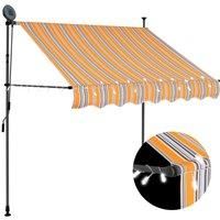 vidaXL Manual Retractable Awning with LED 100 cm Yellow and Blue