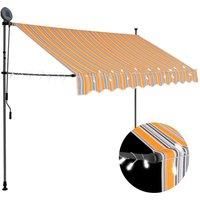 Vidaxl Manual Retractable Awning With LED 300 cm Yellow And Blue
