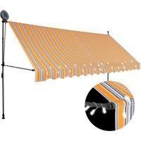 Vidaxl Manual Retractable Awning With LED 350 cm Yellow And Blue