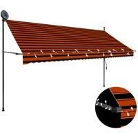 Vidaxl Manual Retractable Awning With LED 350 cm Orange And Brown