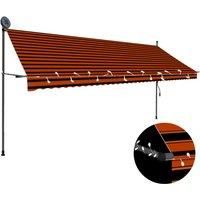 Vidaxl Manual Retractable Awning With LED 400 cm Orange And Brown