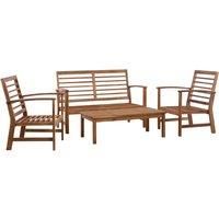 vidaXL 4 Piece Garden Lounge Set, Solid Acacia Wood, Rustic Charm, Outdoor Patio Furniture Set - Includes 1 Table, 1 Bench, and 2 Chairs