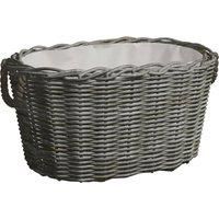 Firewood Basket with Carrying Handles 60x40x28cm Grey Willow Log Holder vidaXL