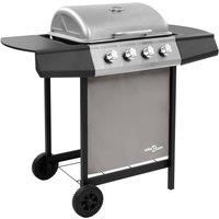 Gas BBQ with 4 Grill Burners Black and Silver Outdoor Barbecue Grill UK