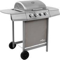Garden Gas BBQ Grill with 4 Burners Silver Natural Gas Outdoor Barbecue Grills